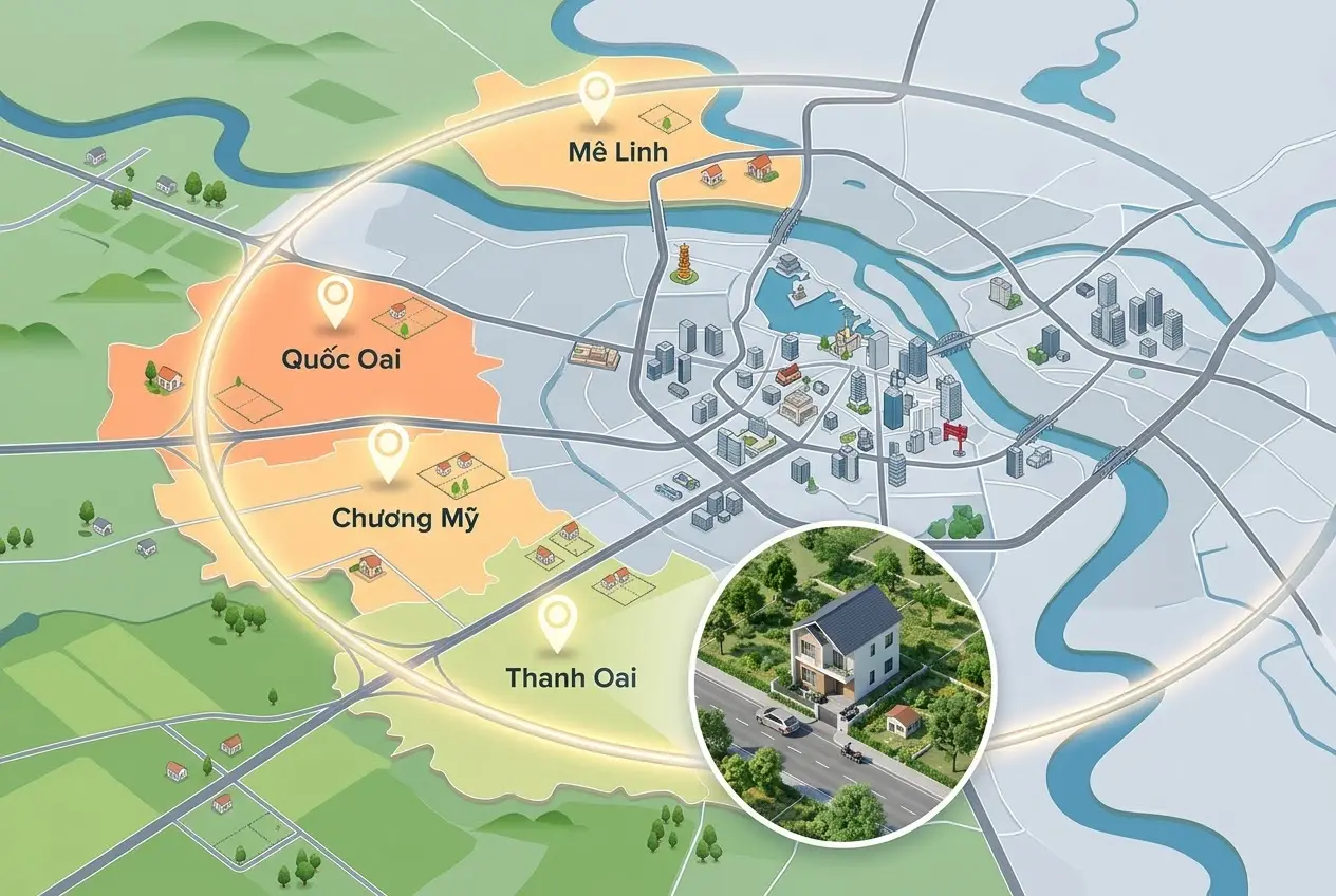 Bản đồ phân bổ các khu vực ngoại thành khả thi khi cầm 2 tỷ mua đất Hà Nội