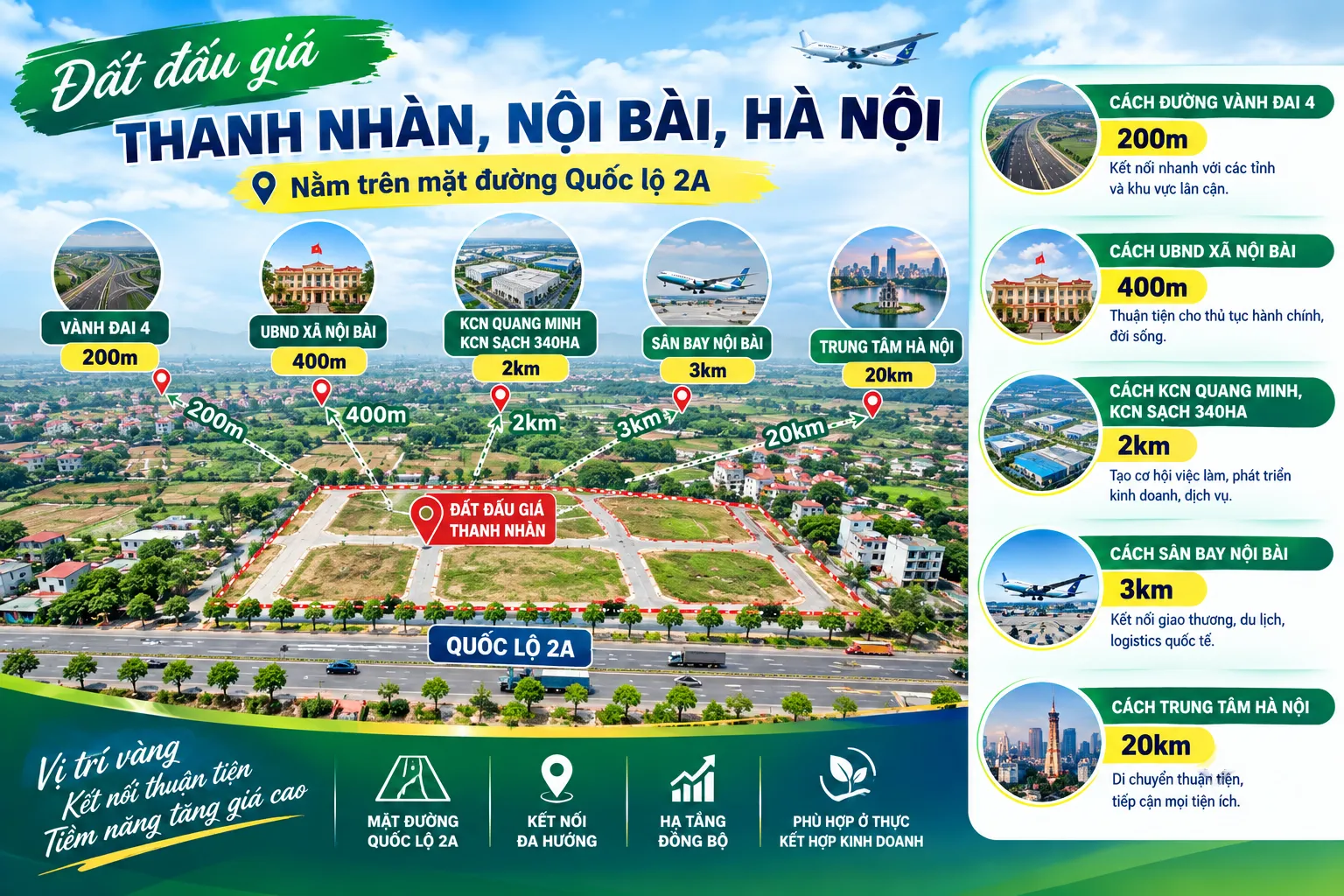 Vị trí đất đấu giá Thanh Nhàn, xã Nội Bài